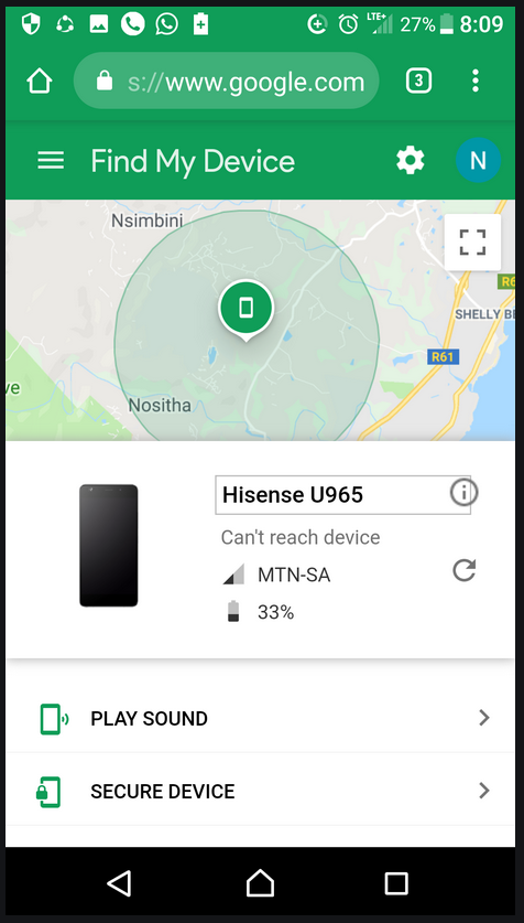 Figure 2- Tracking android mobile phone