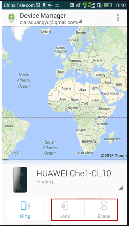 Figure 3- Lock or Erase android mobile phone